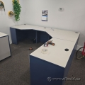 Blue & Grey Links L Suite Office Desk w/ Storage